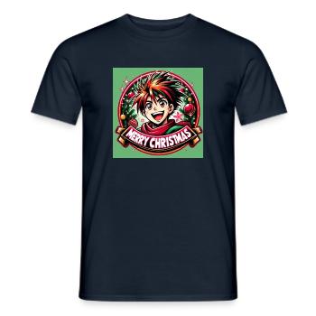 "Anime-Weihnachtszauber: Merry Manga Xmas" - Männer T-Shirt - Navy - Vorne - AI Model Male 178 light (178cm)