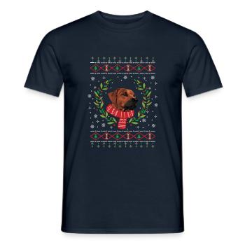 Pull de Noël laid Rhodesian Ridgeback - T-shirt homme - marine - Devant - AI Model Male 178 light (178cm)