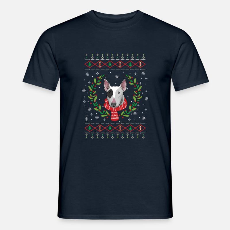 Bullterrier hässlicher Weihnachtspullover Geschenk - Männer T-Shirt - Navy