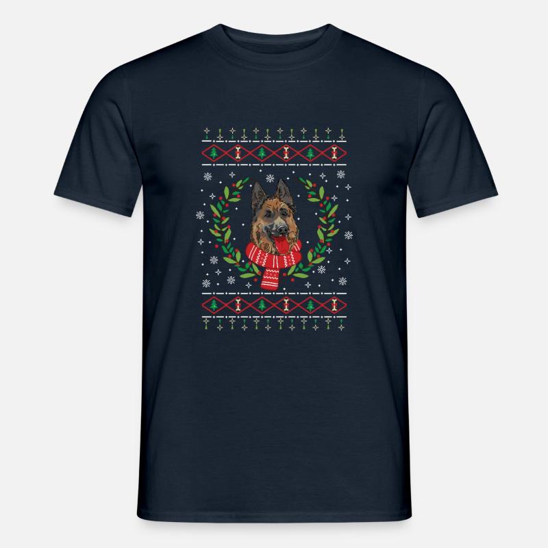 Deutscher Schäferhund Weihnachtspullover Geschenk - Männer T-Shirt - Navy