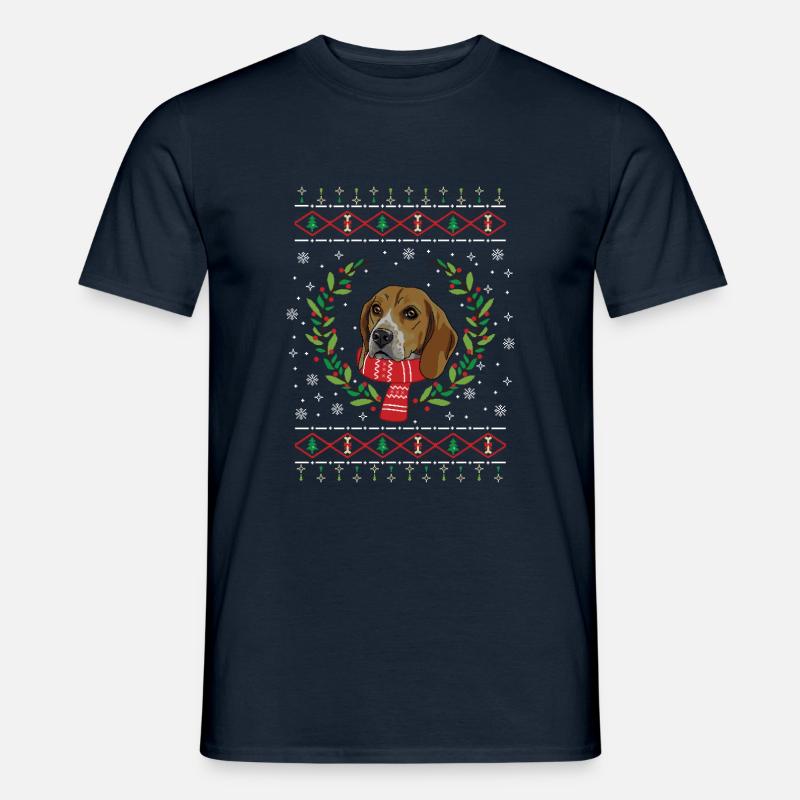 Cadeau de pull de Noël laid Beagle - T-shirt homme - marine