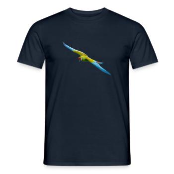 Parrot, Little Soldier's Macaw Flying, Natural - Men's T-Shirt - navy - Front - AI Model Male 178 light (178cm)