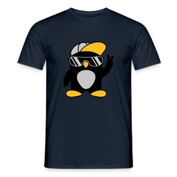 Cool Penguin Peace Hand Signal - Men's T-Shirt - navy - Front - AI Model Male 178 light (178cm)