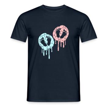 2 Twins Bébés Enceinte Ventre Empreinte Pieds - T-shirt homme - marine - Devant - AI Model Male 178 light (178cm)