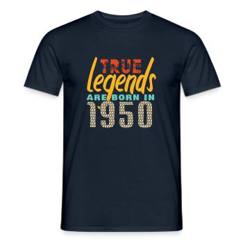 Les vrais légendes sont nés en 1950. Année 2025. - T-shirt homme - marine - Devant - AI Model Male 178 light (178cm)