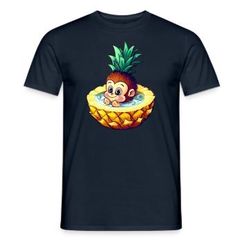 Monkey and pineapple: summer bathing fun design - Men's T-Shirt - navy - Front - AI Model Male 178 light (178cm)