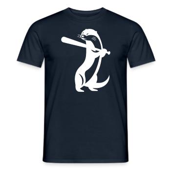 Otter Baseball Silhouette - Men's T-Shirt - navy - Front - AI Model Male 178 light (178cm)