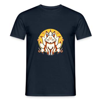 Japanische Kami Inari Fox Kitsune maske - Männer T-Shirt - Navy - Vorne - AI Model Male 178 light (178cm)