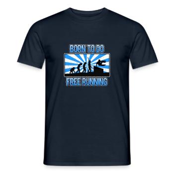 Geboren, Um Free Running Parkour City Jumper Ninja - Männer T-Shirt - Navy - Vorne - AI Model Male 178 light (178cm)
