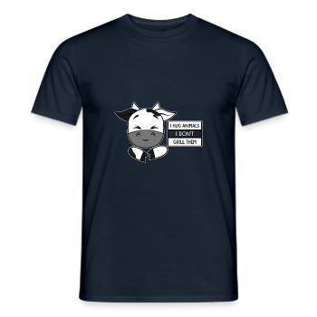 Als Vegetarier Umarme Tiere aber Grille sie nicht - Männer T-Shirt - Navy - Vorne - AI Model Male 178 light (178cm)