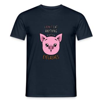 I don't eat anything that has eyelashes Vegan Love for animals - Men's T-Shirt - navy - Front - AI Model Male 178 light (178cm)
