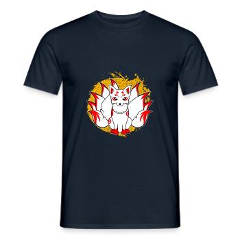 Kitsune Kami Inari Kawaii Maske Japanischer Fuchs - Männer T-Shirt - Navy - Vorne - AI Model Male 178 light (178cm)