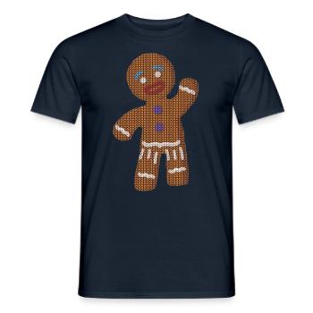Gingerbread man knitting - Men's T-Shirt - navy - Front - AI Model Male 178 light (178cm)