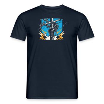 Elektriker am Mast - Starkstrom-Profi - Männer T-Shirt - Navy - Vorne - AI Model Male 178 light (178cm)
