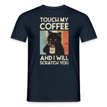 toucher mon café chat café matin grouch drôle - T-shirt homme - marine - Devant - AI Model Male 178 light (178cm)