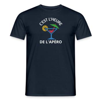 C'est l'heure de l'apéro - T-shirt homme - marine - Devant - AI Model Male 178 light (178cm)