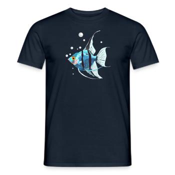 poisson scalaire bleu - T-shirt homme - marine - Devant - AI Model Male 178 light (178cm)