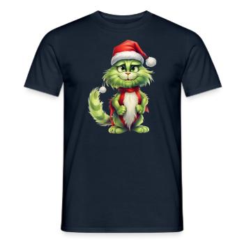 Katze Weihnachten Weihnachtselfe Geschenke Mütze - Männer T-Shirt - Navy - Vorne - AI Model Male 178 light (178cm)