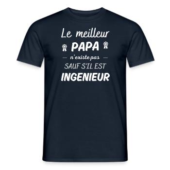 le meilleur papa n'existe pas sauf si ingenieur - T-shirt homme - marine - Devant - AI Model Male 178 light (178cm)