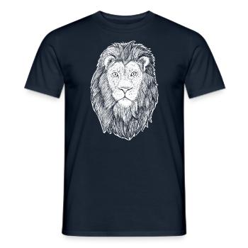 Leo White Tattoo Zodiac Ink Drawing - Men's T-Shirt - navy - Front - AI Model Male 178 light (178cm)