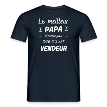 le meilleur papa n existe pas sauf si vendeur - T-shirt homme - marine - Devant - AI Model Male 178 light (178cm)