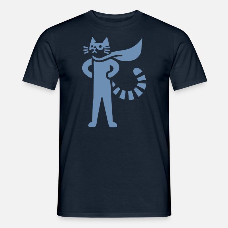 Katzen Superheld Held Silhouette Umhang - Männer T-Shirt - Navy