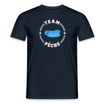 TEAM PECHE College Round W - Men's T-Shirt - navy - Front - AI Model Male 178 light (178cm)