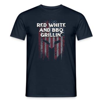 Rouge Blanc et barbecue Grillin 4th of July Party - T-shirt homme - marine - Devant - AI Model Male 178 light (178cm)