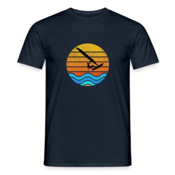 Surfing Windsurf Sea Ocean Board Sail Sunset Love - Men's T-Shirt - navy - Front - AI Model Male 178 light (178cm)