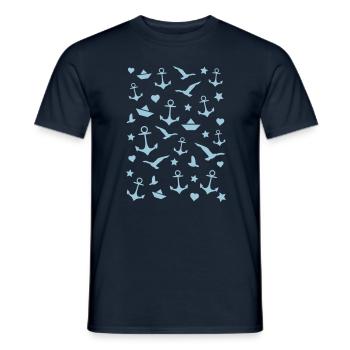 Anker Muster Maritim - Männer T-Shirt - Navy - Vorne - AI Model Male 178 light (178cm)
