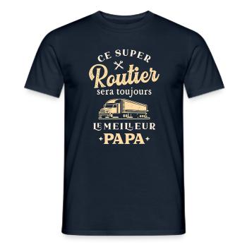 Papa Routier, Fete Des Peres - T-shirt homme - marine - Devant - AI Model Male 178 light (178cm)