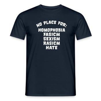No place for homophobia Contre l’homophobie LGBT homo - T-shirt homme - marine - Devant - AI Model Male 178 light (178cm)