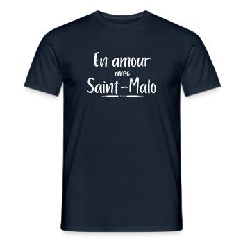 En amour avec Saint-Malo - T-shirt homme - marine - Devant - AI Model Male 178 light (178cm)