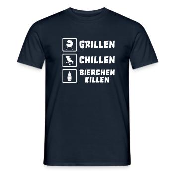 Chillen grillen Bierchen killen Grill Spruch Bier - Männer T-Shirt - Navy - Vorne - AI Model Male 178 light (178cm)