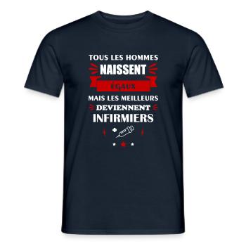 Tous les hommes naissent égaux infirmier, métier - T-shirt homme - marine - Devant - AI Model Male 178 light (178cm)