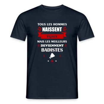 Tous les hommes naissent égaux badiste, badminton - T-shirt homme - marine - Devant - AI Model Male 178 light (178cm)