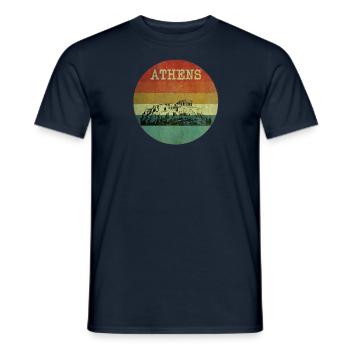 Athens Skyline - Retro - Men's T-Shirt - navy - Front - AI Model Male 178 light (178cm)
