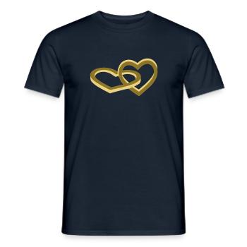 Alliances, bagues, de mariage, mariés - T-shirt homme - marine - Devant - AI Model Male 178 light (178cm)