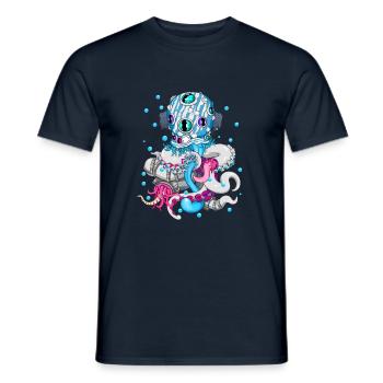 Oktopus - zombie - cooles Seeungeheuer Streetwear - Männer T-Shirt - Navy - Vorne - AI Model Male 178 light (178cm)