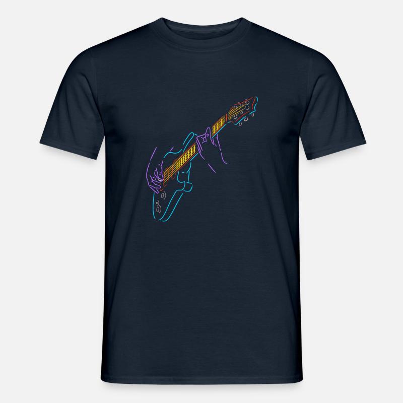 Regenbogenfarbener Gitarrist. Elektrogitarre. - Männer T-Shirt - Navy