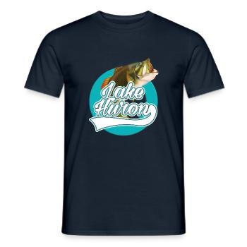 Lake Huron Fishing logo - Men's T-Shirt - navy - Front - AI Model Male 178 light (178cm)