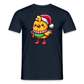 Winterküken: Süßes Huhn in festlicher Weihnachtsmü - Männer T-Shirt - Navy - Vorne - AI Model Male 178 light (178cm)