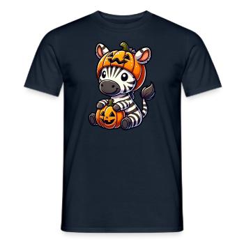 Mignon Halloween zèbre citrouille dessin animé octobre - T-shirt homme - marine - Devant - AI Model Male 178 light (178cm)