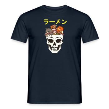 Vintage japanische Katzen, die Ramen-Nudel-Gehirn essen - Männer T-Shirt - Navy - Vorne - AI Model Male 178 light (178cm)