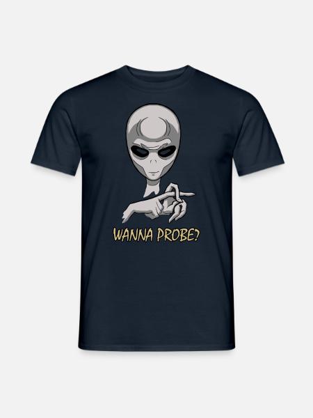 Wanna Probe Freches Alien - Männer T-Shirt - Navy