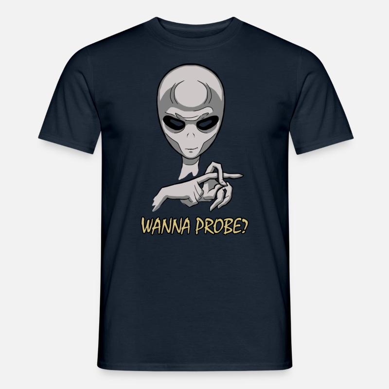 Wanna Probe Freches Alien - Männer T-Shirt - Navy