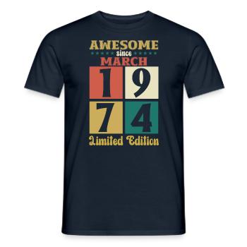 50e anniversaire cadeau mari génial mars 1974 - T-shirt homme - marine - Devant - AI Model Male 178 light (178cm)