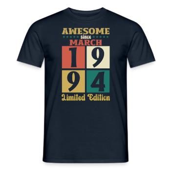 30e anniversaire cadeau mari génial mars 1994 - T-shirt homme - marine - Devant - AI Model Male 178 light (178cm)