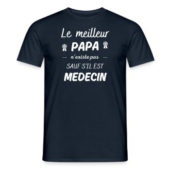 le meilleur papa n existe pas sauf si medecin - T-shirt homme - marine - Devant - AI Model Male 178 light (178cm)