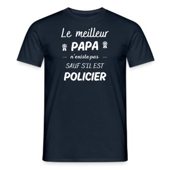 le meilleur papa n'existe pas sauf si policier - T-shirt homme - marine - Devant - AI Model Male 178 light (178cm)